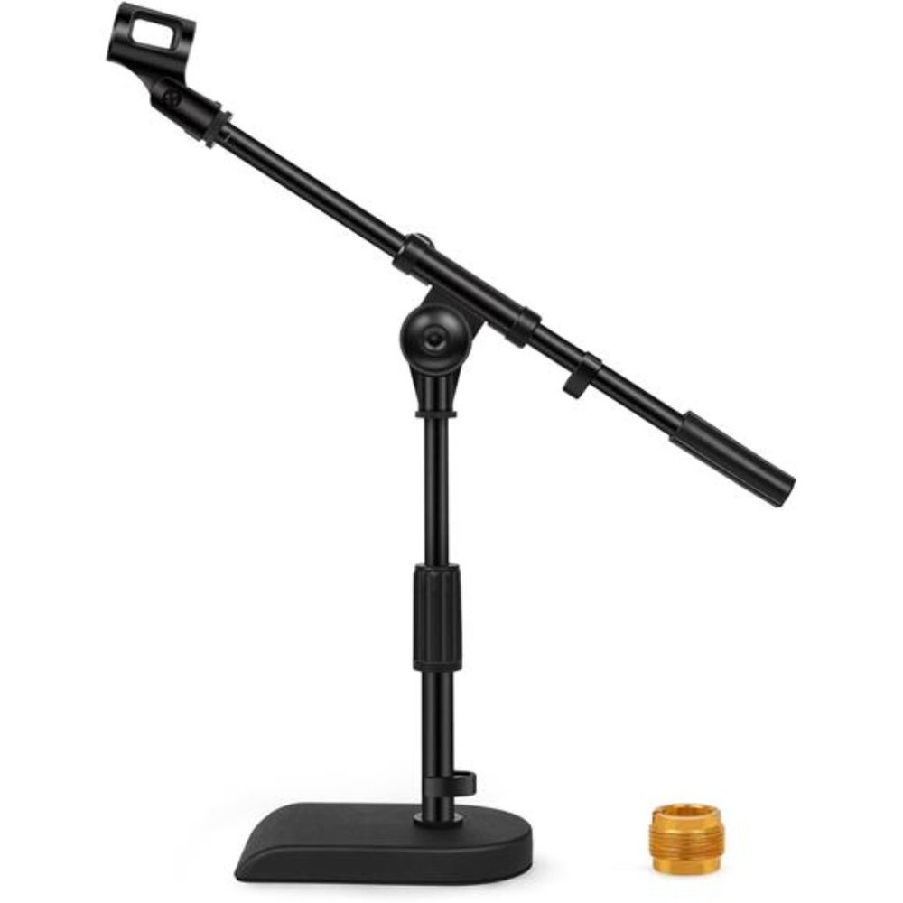 Adjustable Desk Microphone Stand, Weighted Base with Soft Grip Twist Clutch
